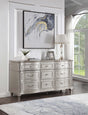 Evangeline 9-Drawer Silver Oak Dresser angled view