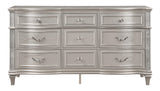 Evangeline dresser top drawer showing grey felt lining and jewelry tray