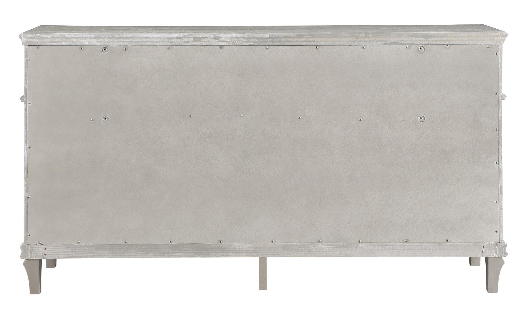 Side view of Evangeline 9-Drawer Silver Oak Dresser