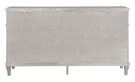 Side view of Evangeline 9-Drawer Silver Oak Dresser