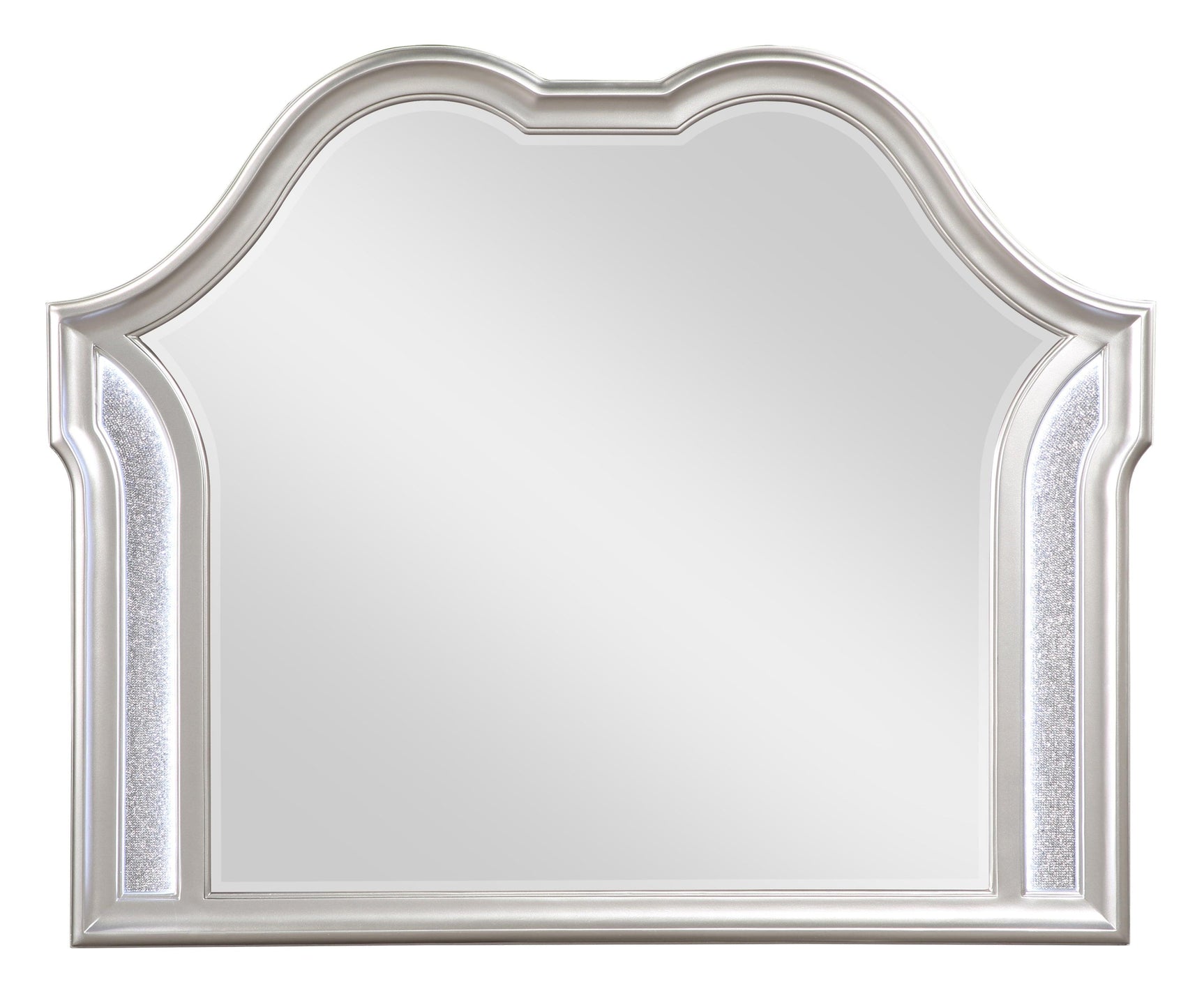 Evangeline Camel Top Dresser Mirror Silver Oak - Ella Furniture