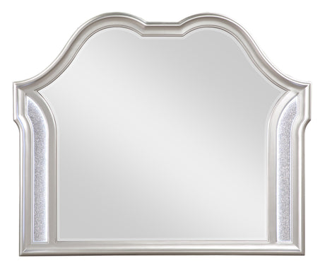 Beveled mirror detail of Evangeline dresser mirror