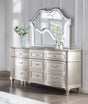 Evangeline Camel Top Dresser Mirror Silver Oak - Ella Furniture