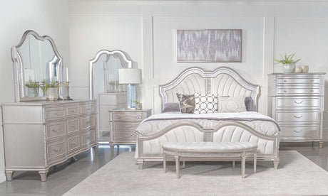 Full height view of Evangeline 6-Drawer Chest in silver oak finish