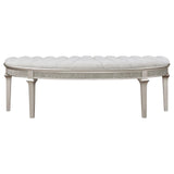 Close-up of fabric upholstery on Doma bench