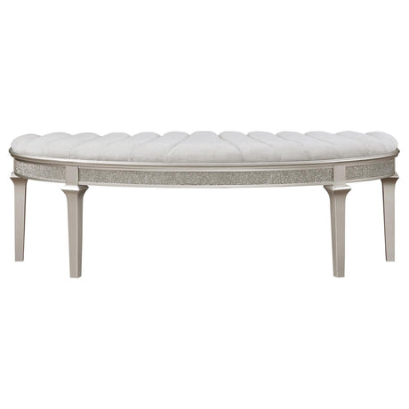 Close-up of fabric upholstery on Doma bench