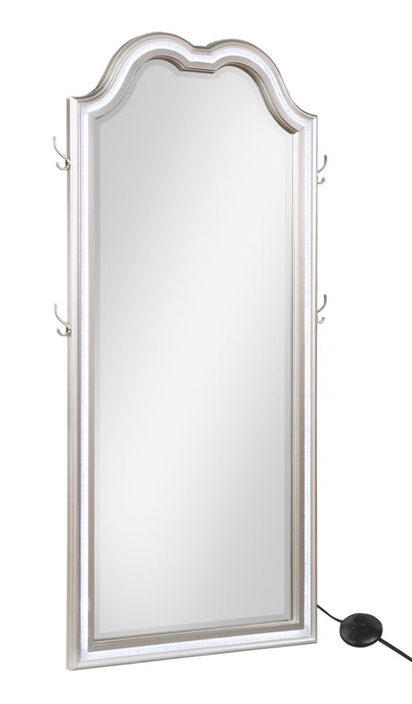 Full length Evangeline floor mirror with LED lighting and silver oak frame