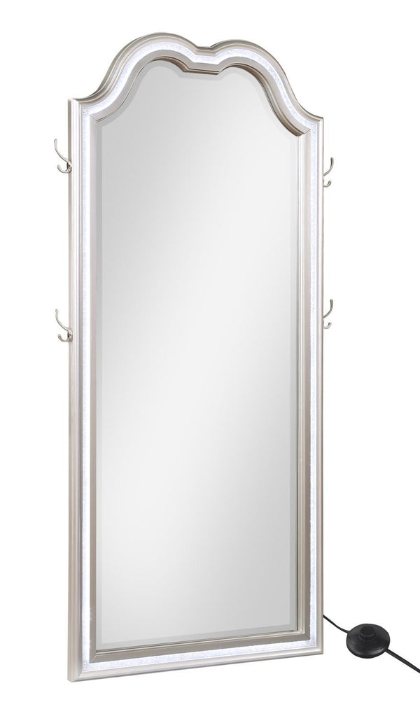 Full length Evangeline floor mirror with LED lighting and silver oak frame