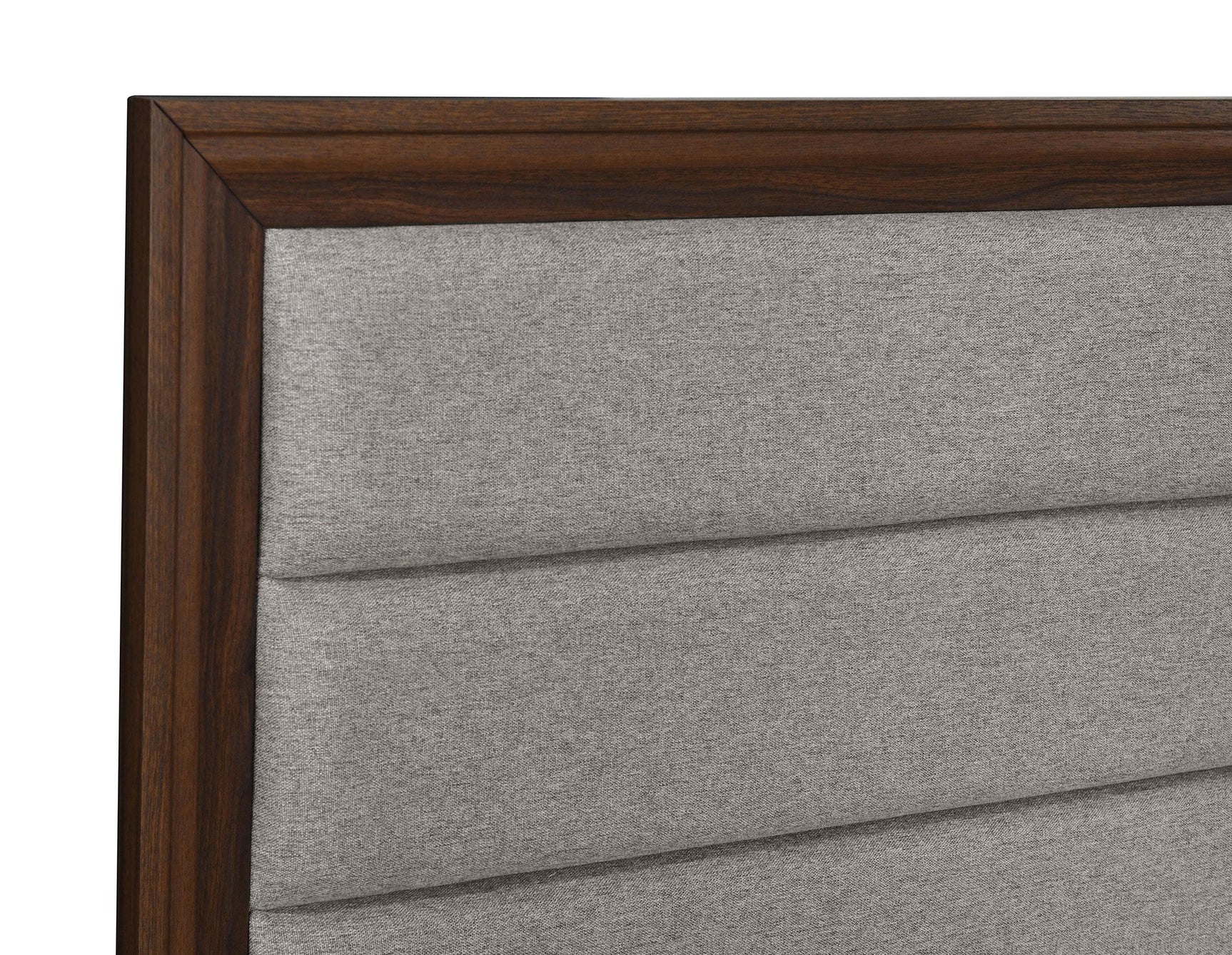 Back view of Welsley 50-inch Upholstered Eastern King Bed walnut