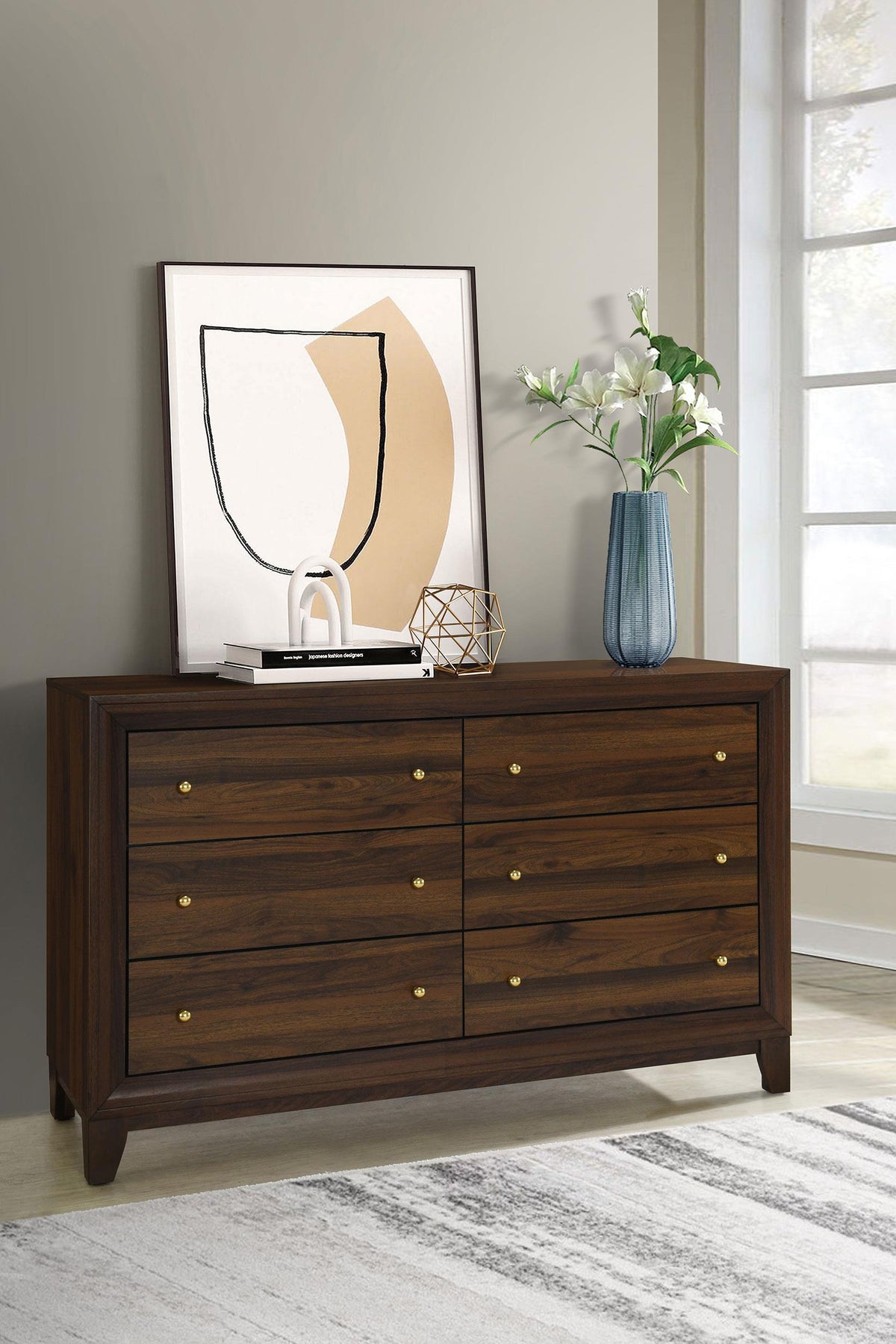 Welsley walnut dresser cabinet side angle