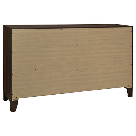 Top view of walnut dresser surface