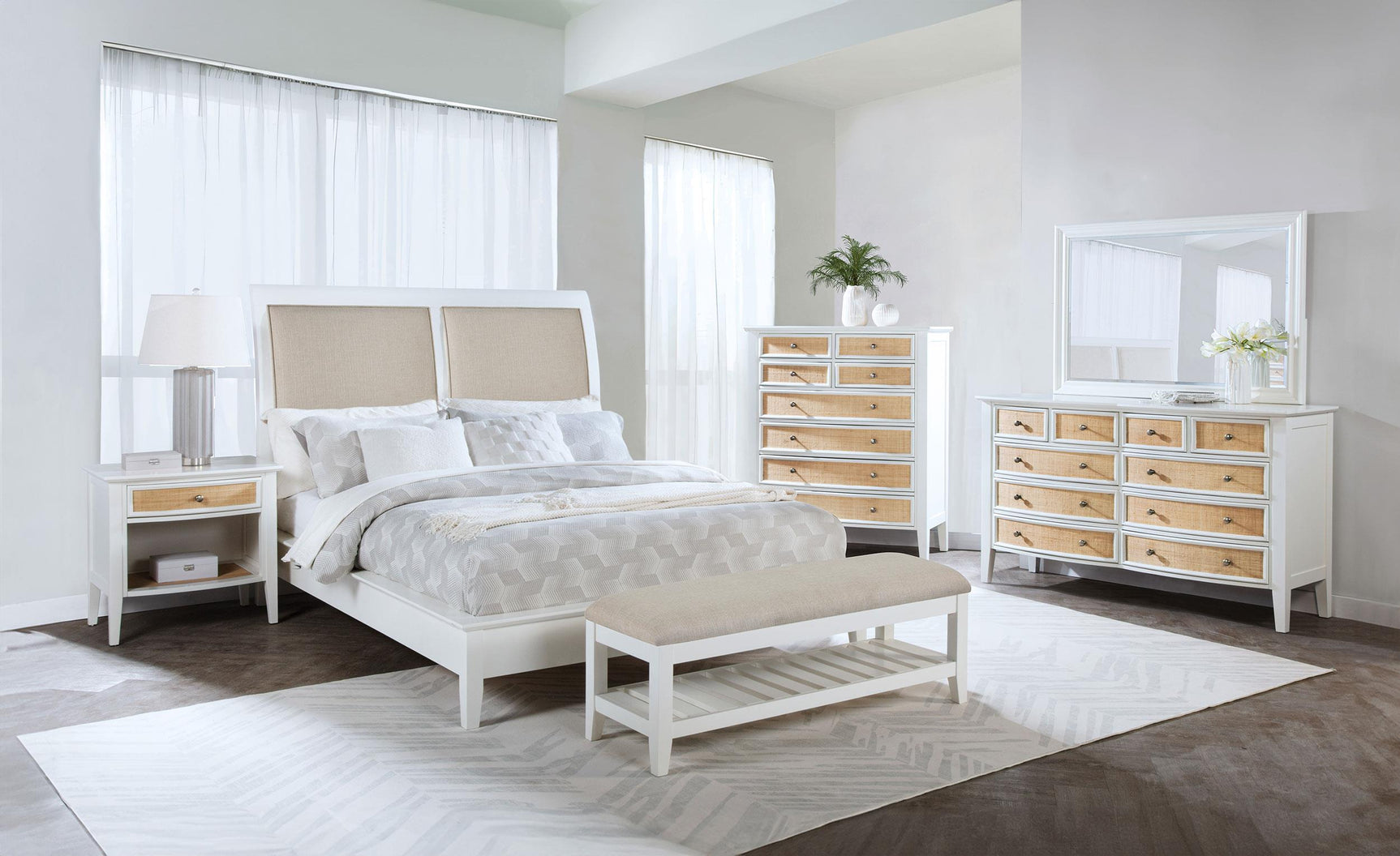 Bexhill king panel bed showcasing full width and headboard height