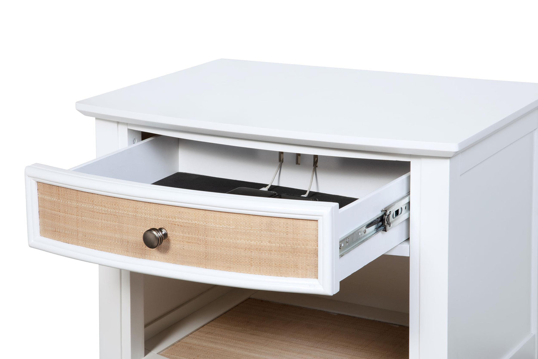 Bexhill nightstand metal extension glide detail