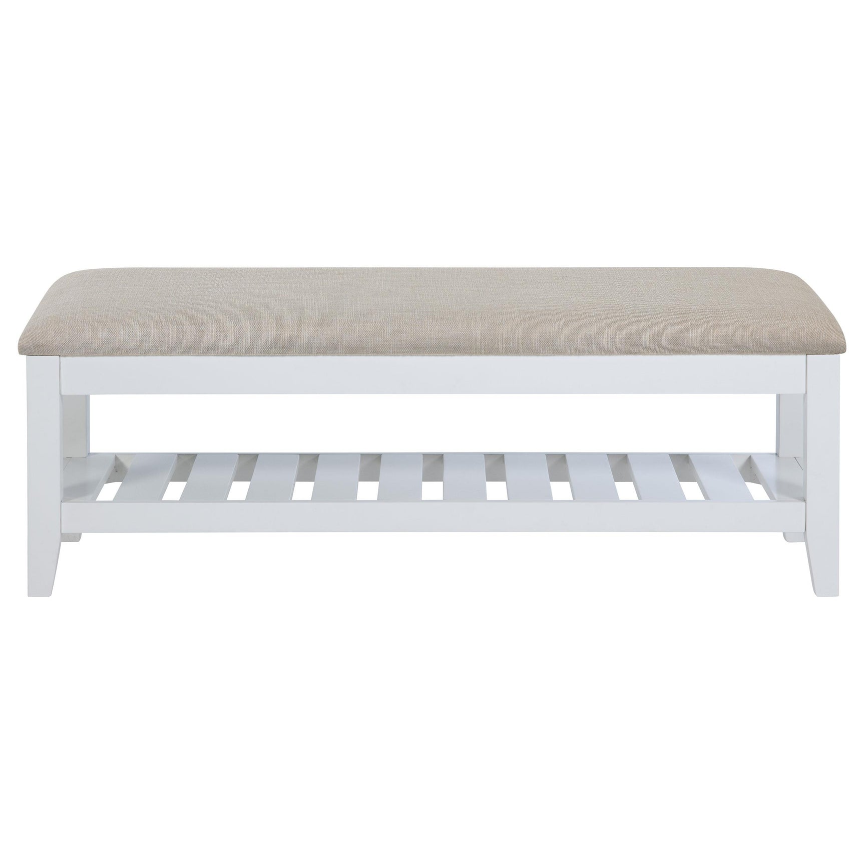 Close-up of rectangular storage shelf under seat