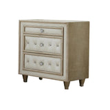 Antonella Upholstered Tufted Eastern King Bed Ivory and Camel - Side profile