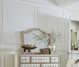 Antonella Upholstered Tufted Eastern King Bed Ivory and Camel - Footboard and leg detail