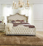 Antonella Upholstered Tufted Eastern King Bed Ivory and Camel - Headboard detail