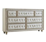 Antonella 7-Drawer Upholstered Dresser Ivory and Camel drawer detail