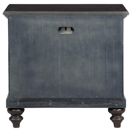 Cable management system detail on Andover nightstand