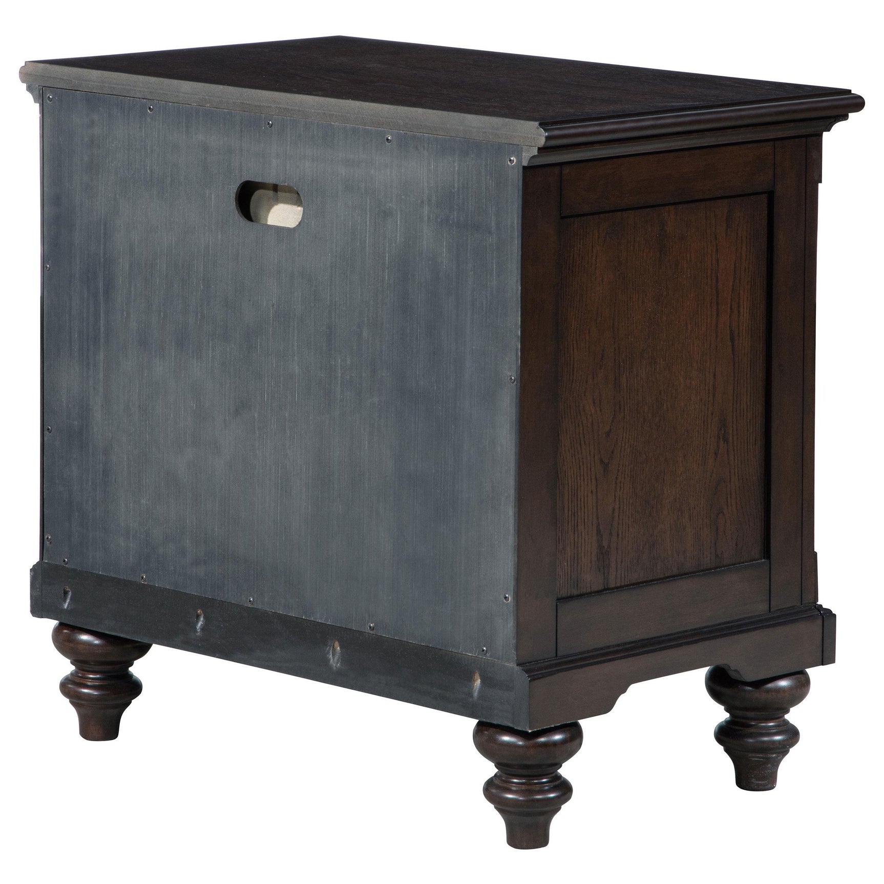 Back view showing cable management opening on Andover nightstand