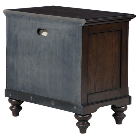 Back view showing cable management opening on Andover nightstand