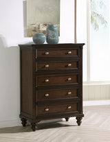 Andover chest side view showing metal knob hardware