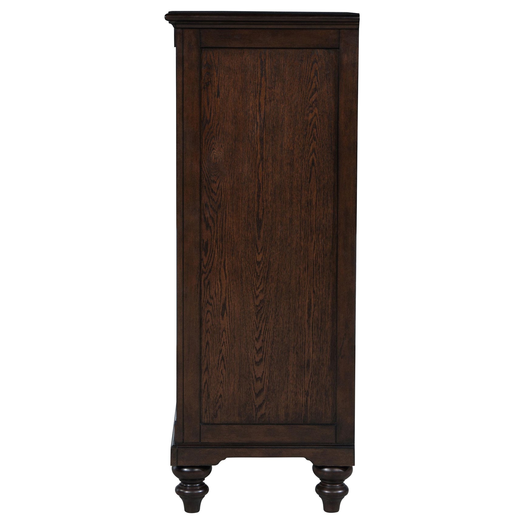 Top angled view of dark oak textured finish