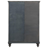 Four-tier cabinet space behind tempered glass doors