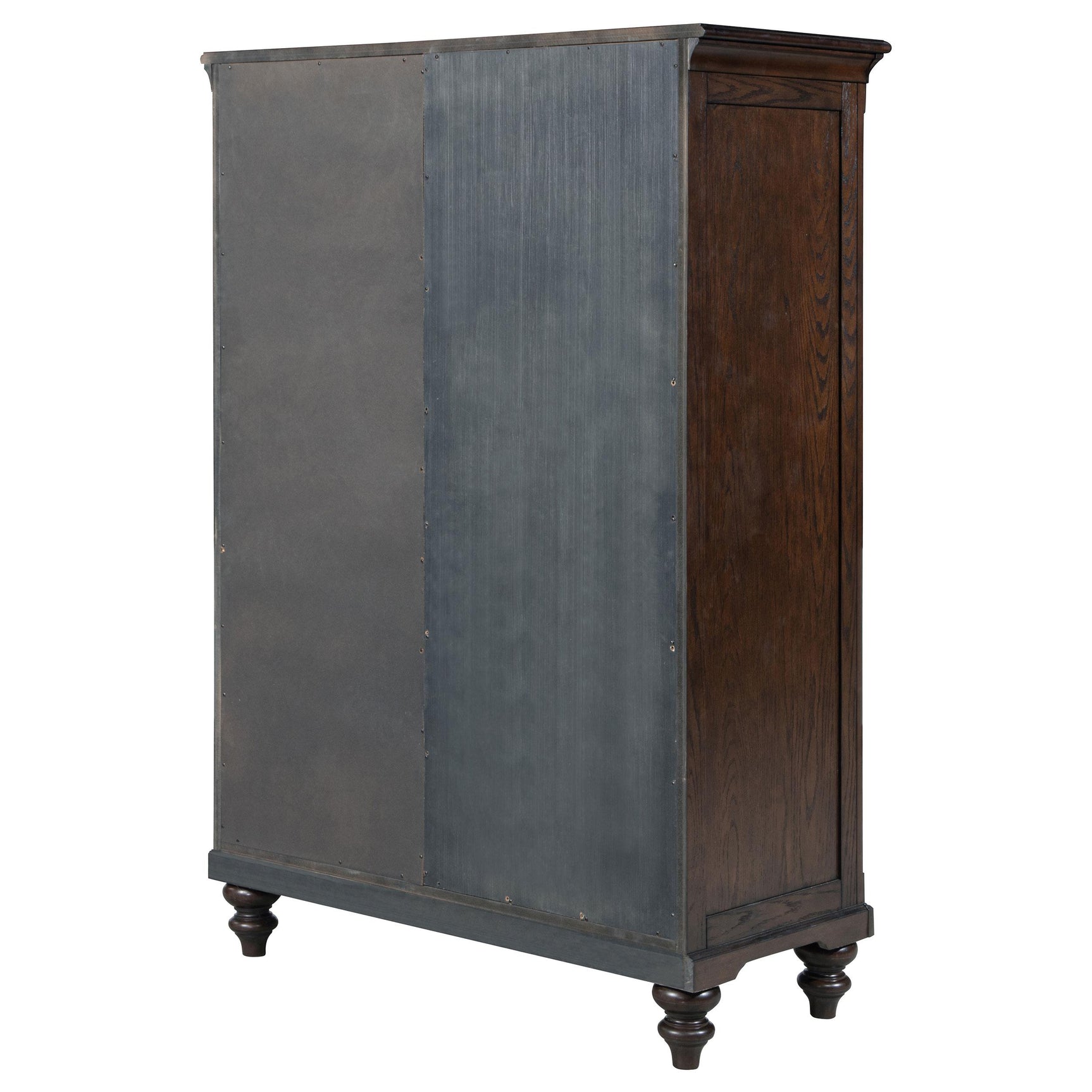 Adjustable shelves inside glass door cabinet