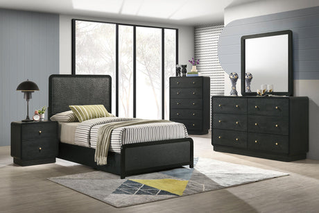 Back view of Cavelle twin panel bed