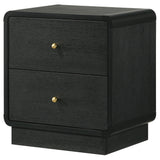 Close-up of metal knob on Cavelle nightstand drawer