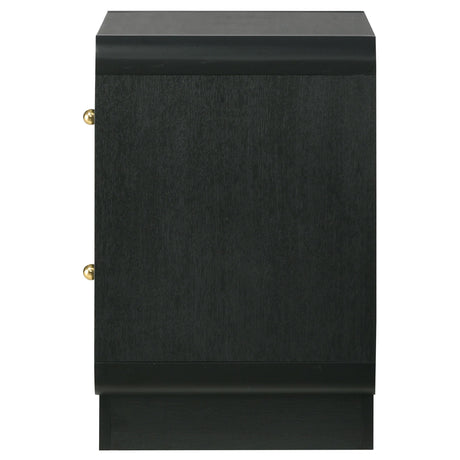 Cavelle nightstand showing black melamine veneer surface