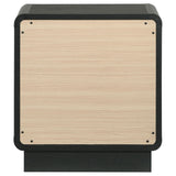 Back view of Cavelle nightstand metal extension glides