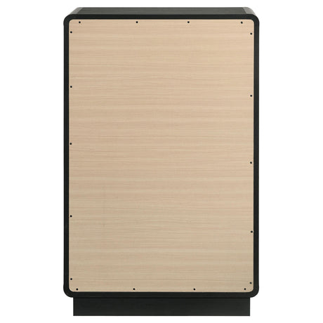 Chest viewed from an angle highlighting drawer panels