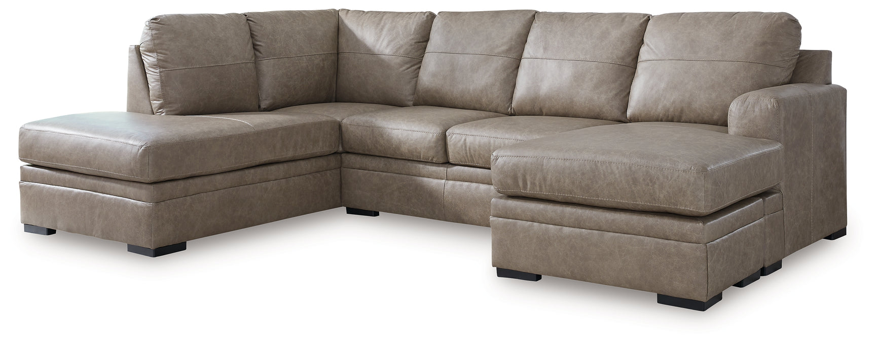 side view of Amuleto Desert Leather 2-Piece Sectional with Chaise sectional sofa