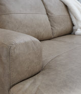 detail view of Amuleto Desert Leather 2-Piece Sectional with Chaise sectional sofa