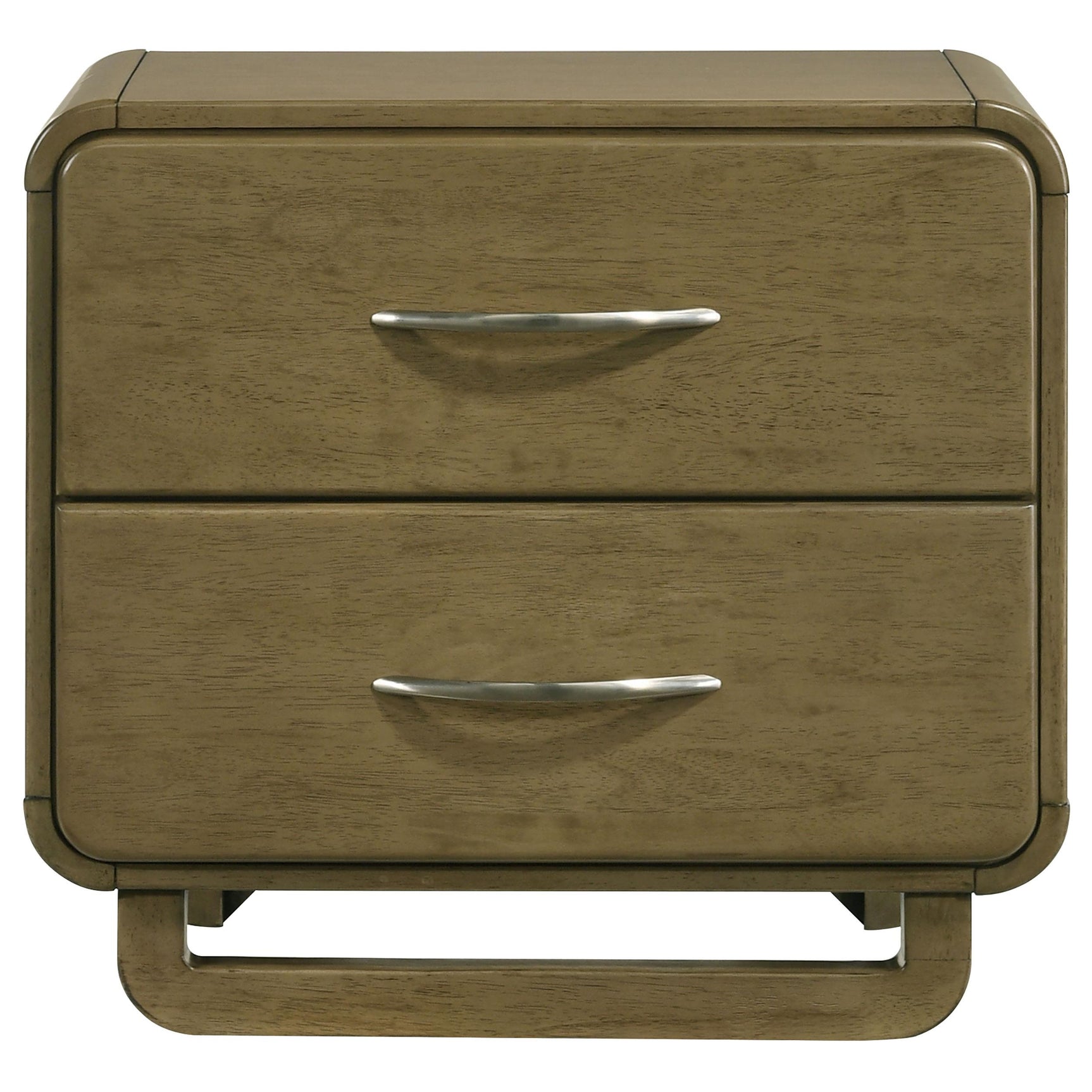 Side angle of Amsbury nutmeg nightstand
