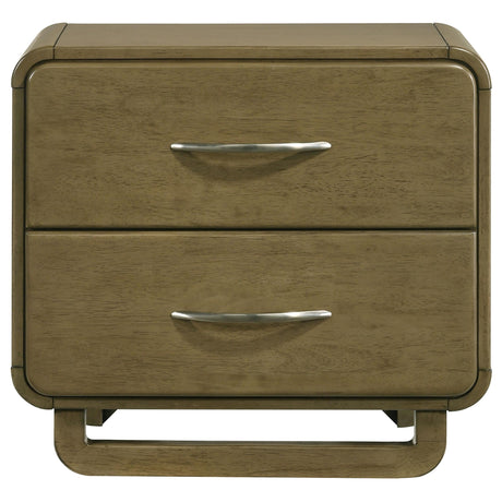 Side angle of Amsbury nutmeg nightstand