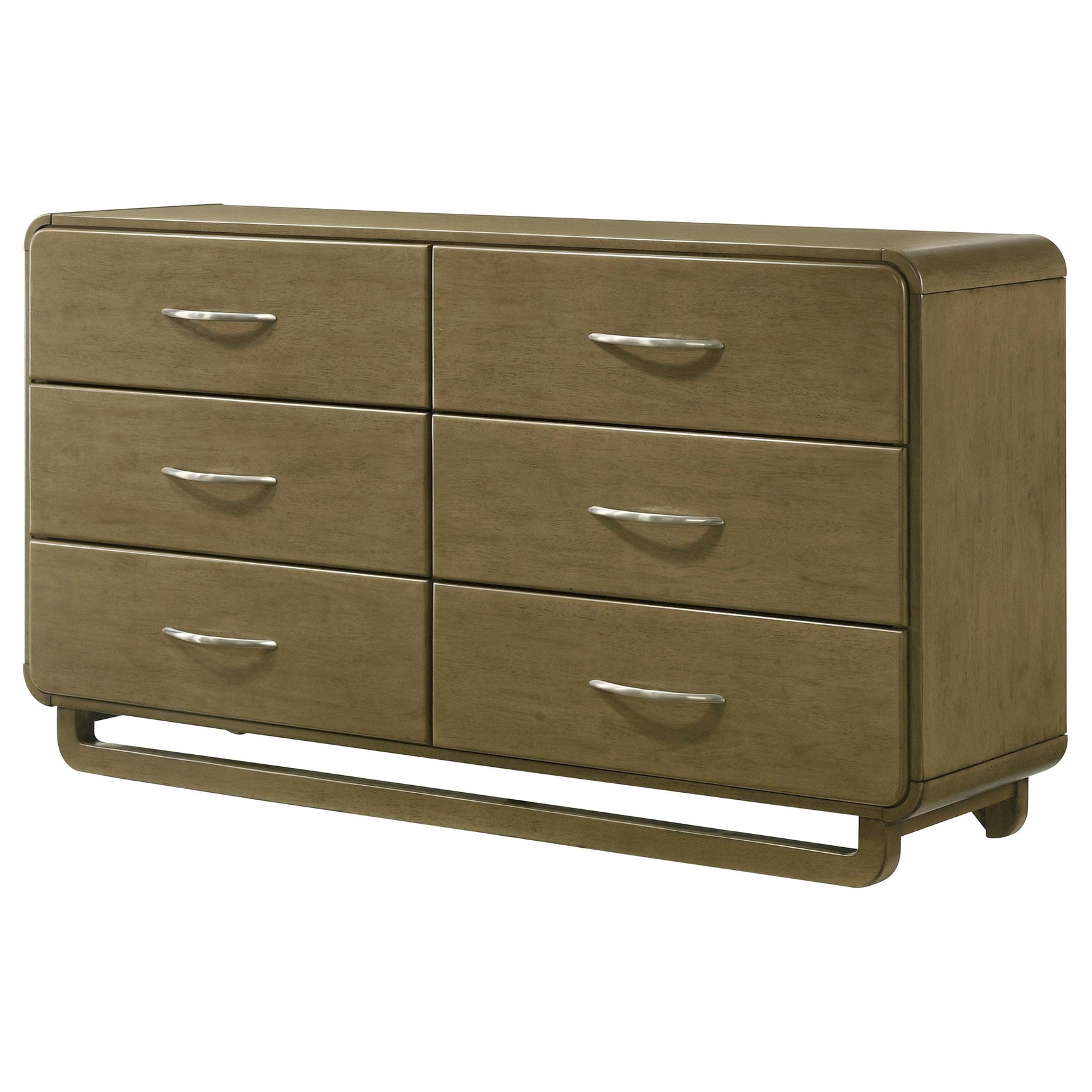 Matte nickel hardware close-up on drawer