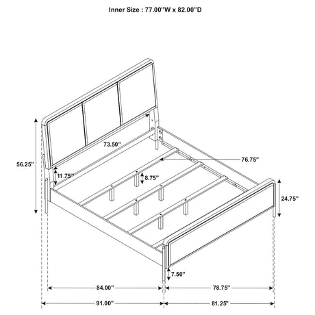 Arini Eastern King Panel Bed angled to show overall style