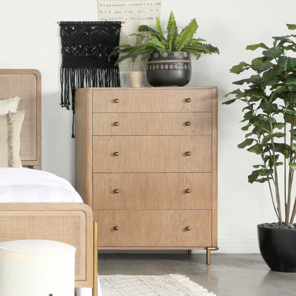 Arini 5-Drawer Chest Sand Wash - Ella Furniture