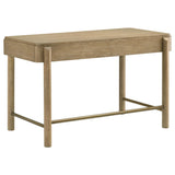Close-up of vanity table drawer with felt lining and metal extension glide