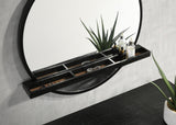 Wire brushed distressed black finish on vanity surface