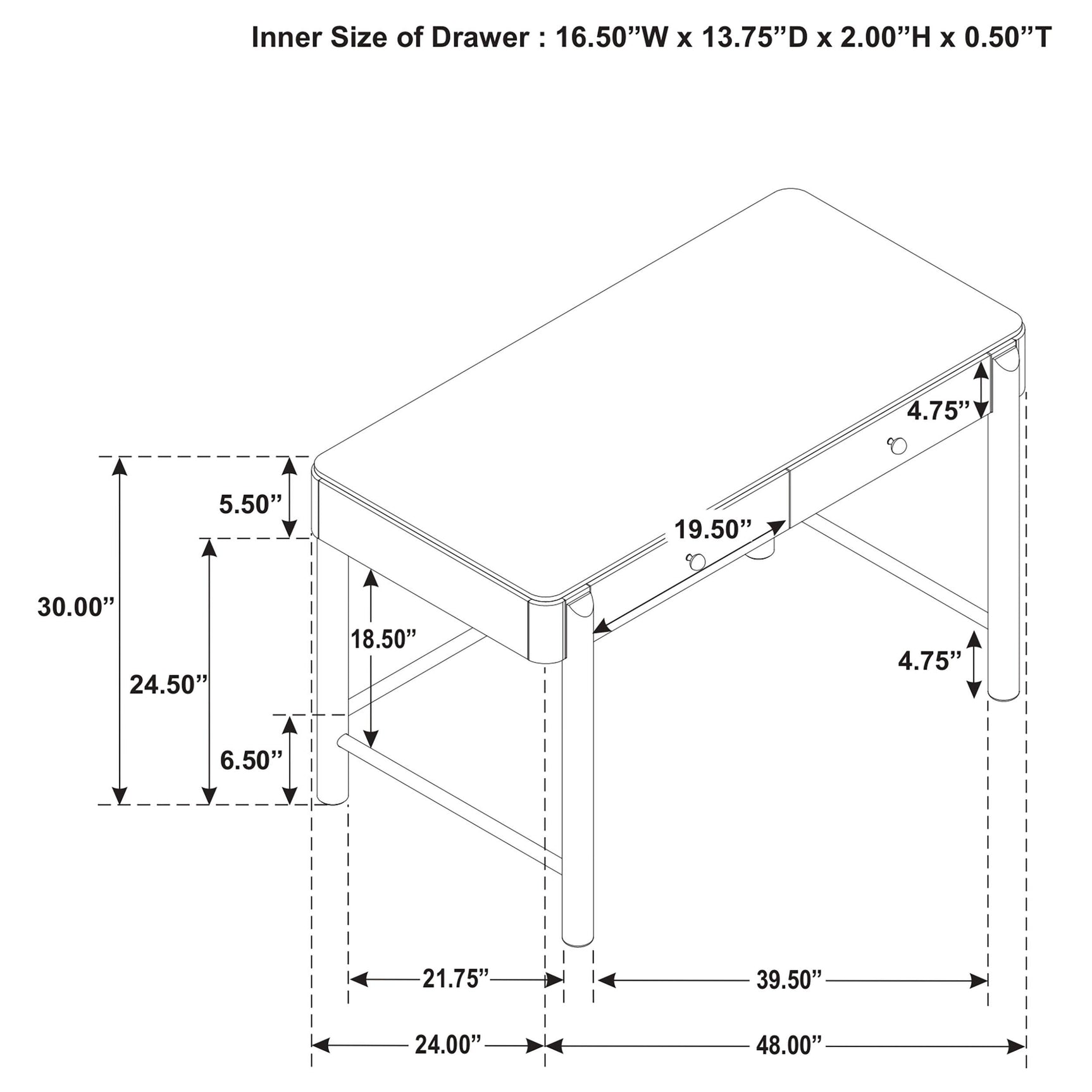 Top view of vanity table and mirror set