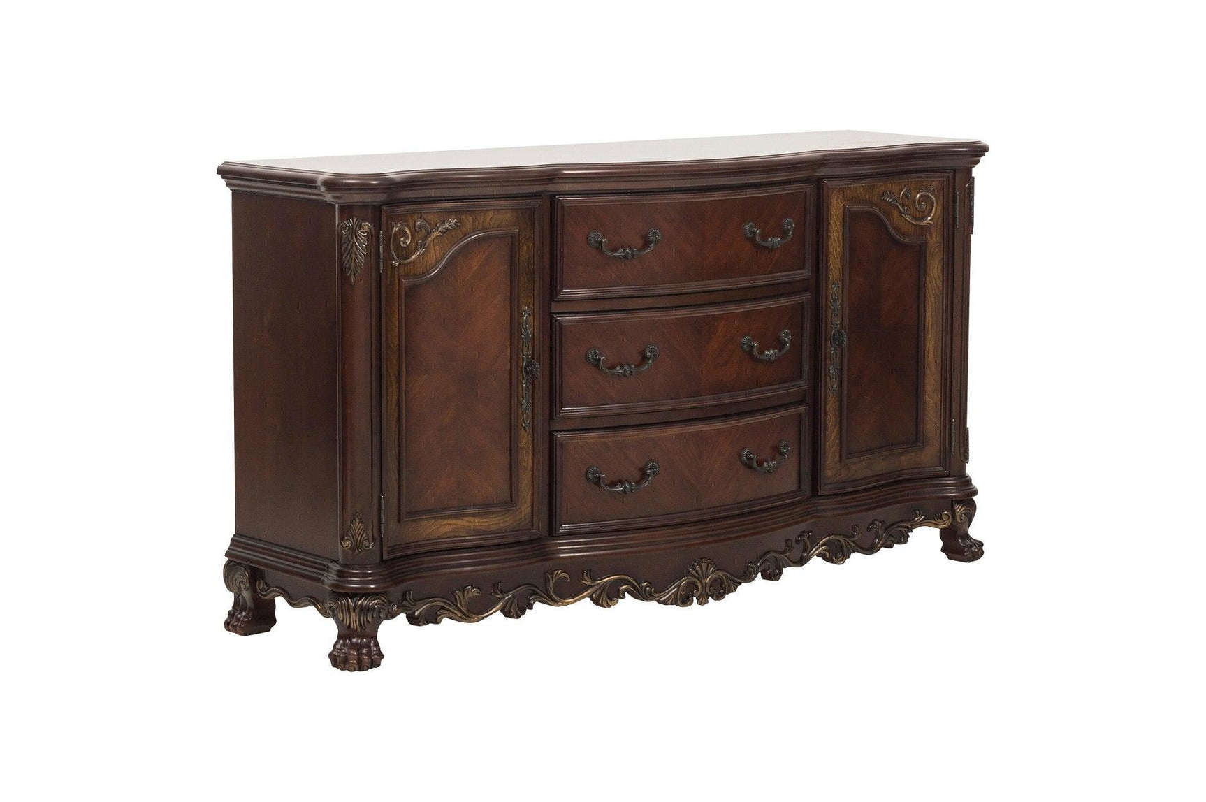 Deryn Park Cherry Traditional Solid Wood Plush Upholstered Seat Rectangular Dining Room Set - Ella Furniture