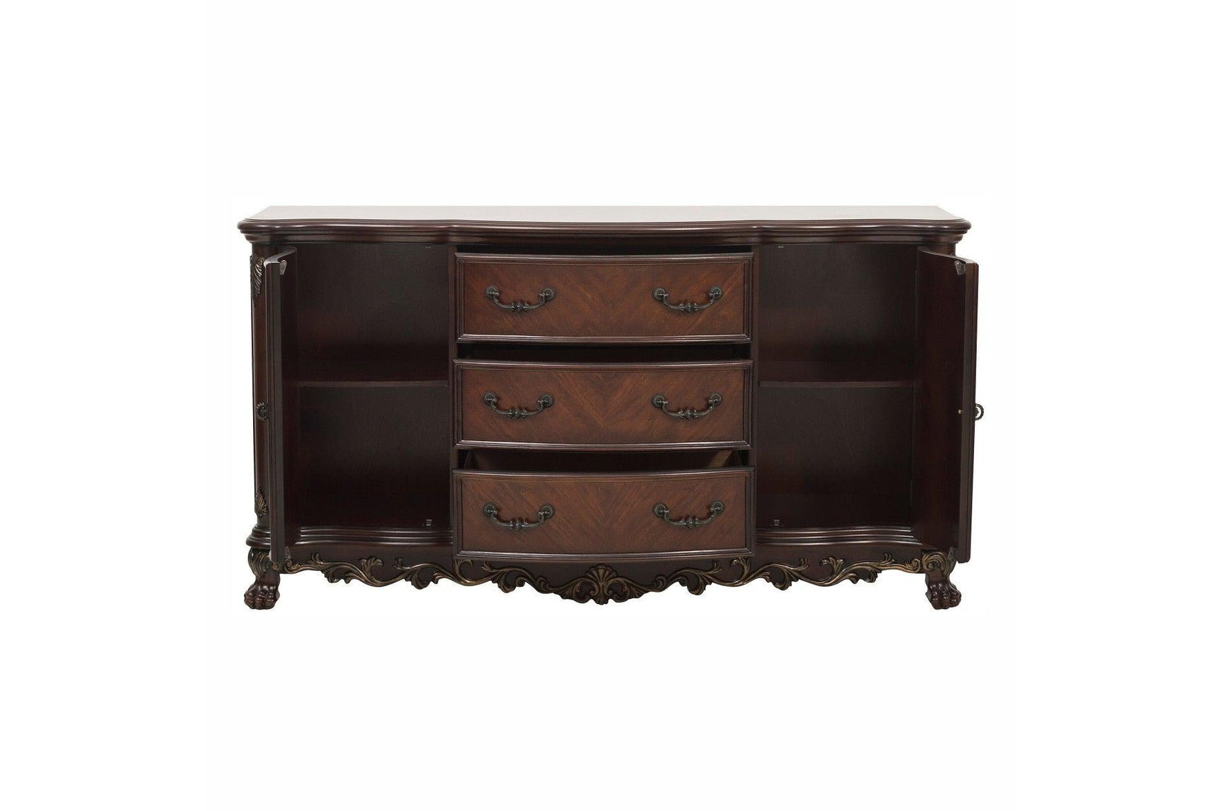Deryn Park Cherry Traditional Solid Wood Plush Upholstered Seat Rectangular Dining Room Set - Ella Furniture