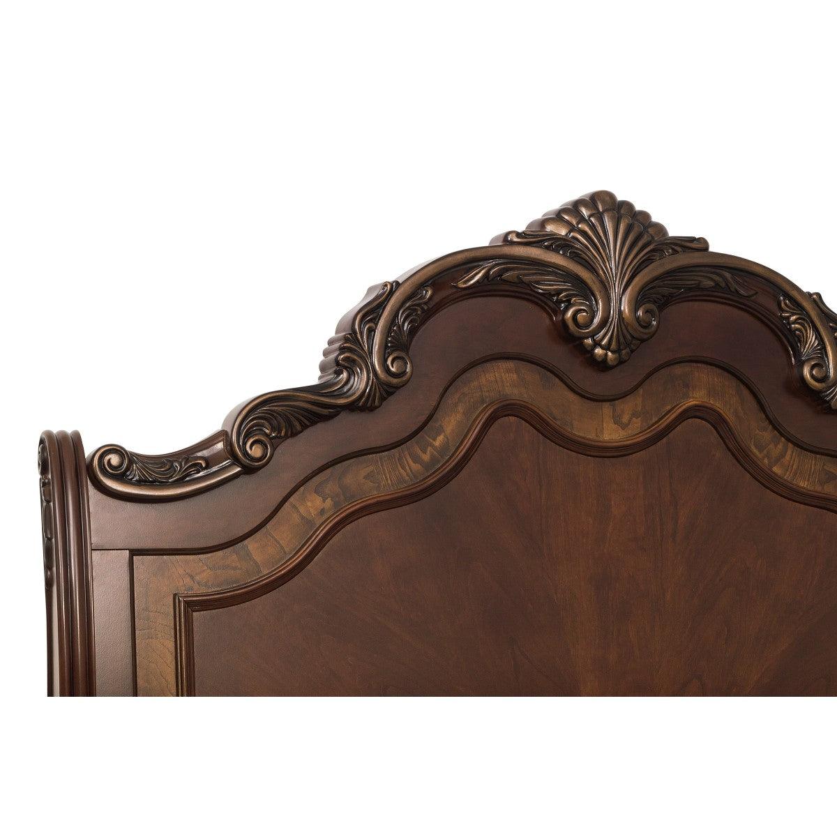 Deryn Park Cherry Traditional Cherry And Walnut Veneer Wood And Engineered Wood Queen Sleigh Bed - Ella Furniture