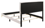 Kendall King Bed full view with white leatherette upholstery