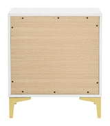 Kendall nightstand side angle showing gold bracket legs
