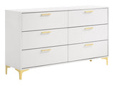 Close-up of Kendall dresser gold pull handles